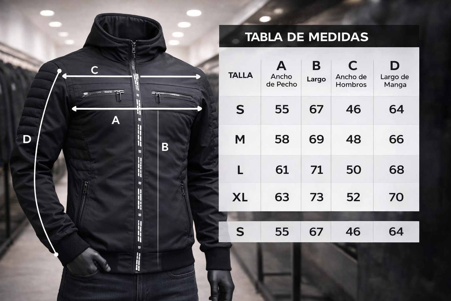 CHAQUETA HOMBRE CAPOTA BLACK ID 2111066