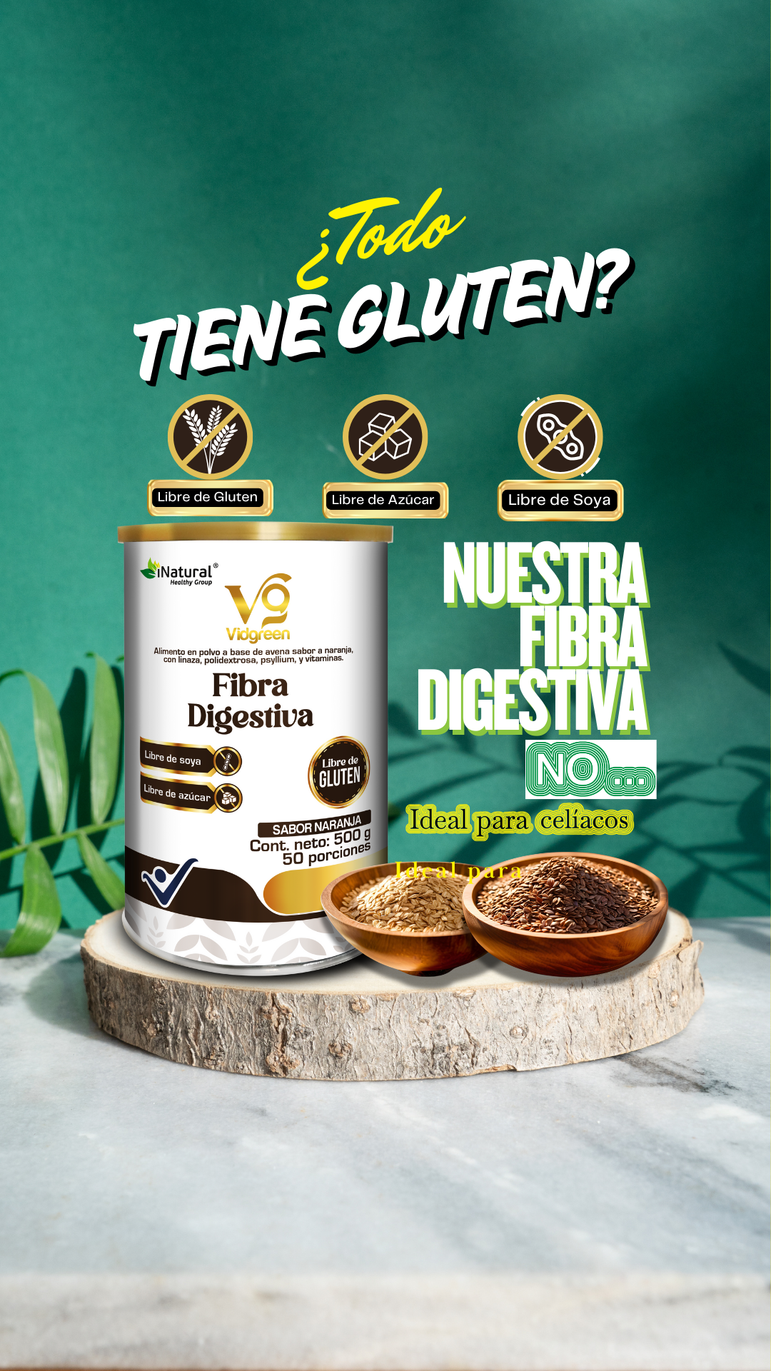 Vidgreen Fibra 500g- Libre de Gluten ID1816606
